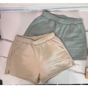 Sacré Pull On Shorts Stretchy Comfy Green Cream Size Small Women's Sweatpants